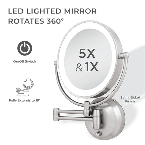 ZAD LED WALL MIRR 1/5 NICKEL