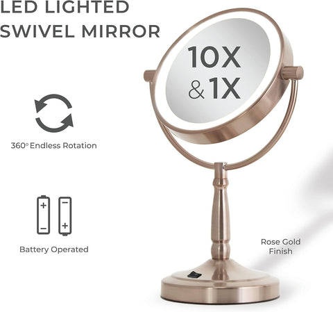 ZAD LED LIT SWIV MIRR 1/10 R.GOLD