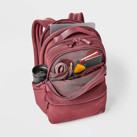 ALL IN MOTION BACKPACK FAUX NEOPRENE BURGUNDY 14L