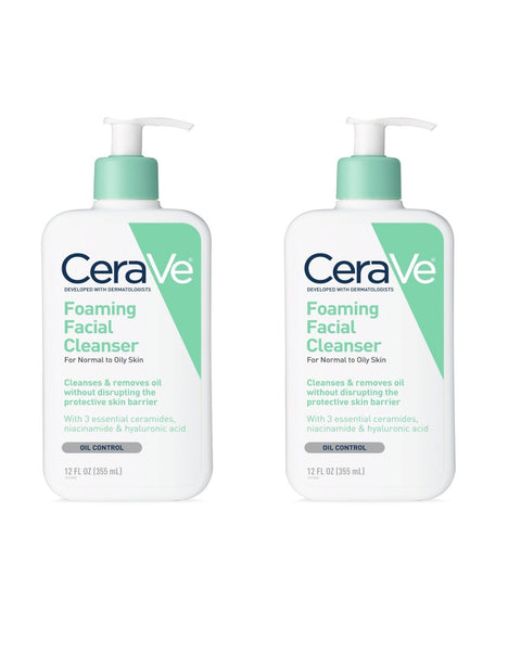 CERAVE FOAMING FACIAL CLEANSER 12 OZ - Two Pack